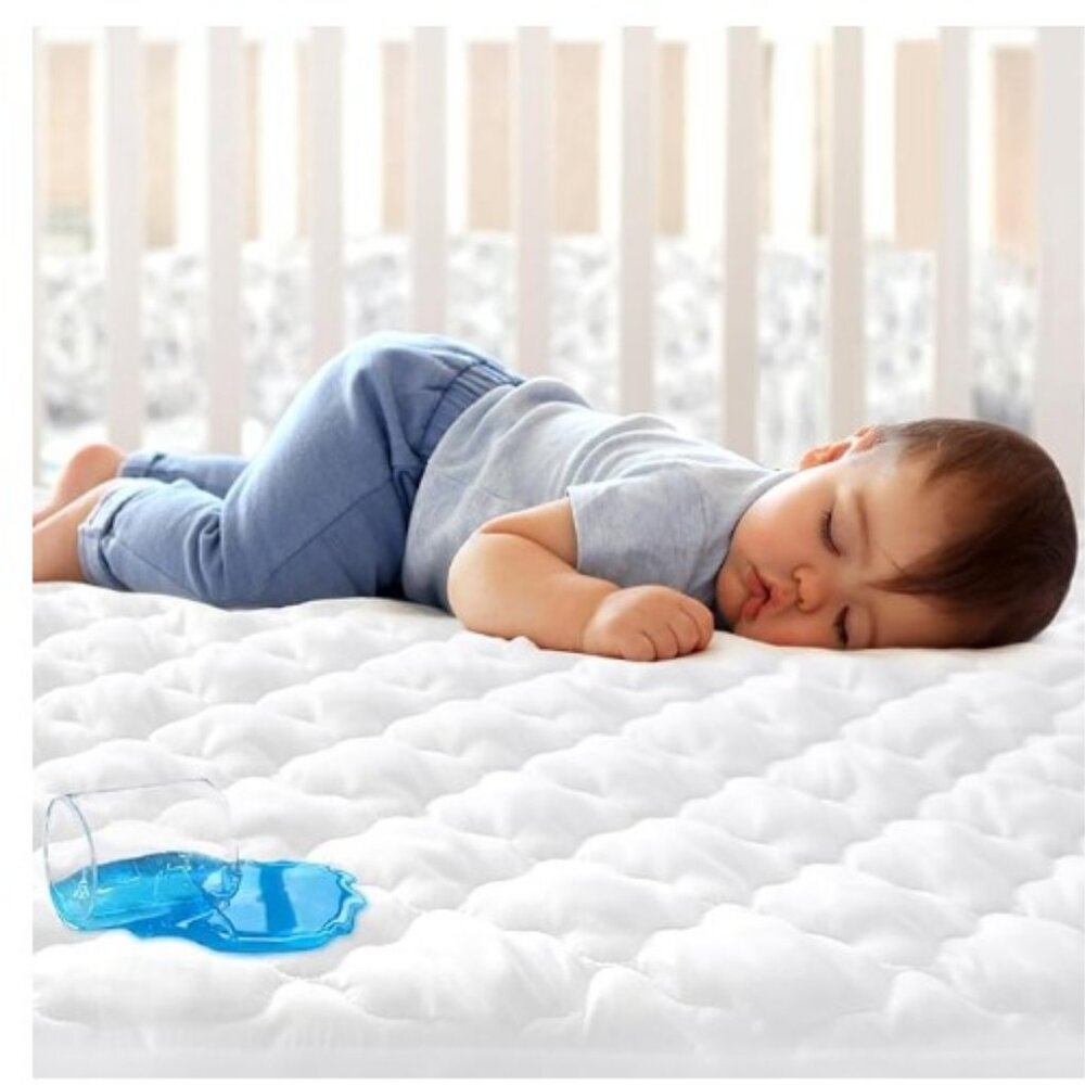 Crib Mattress Protector Sheets Fitted Waterproof Crib Pad Cover 52" x 28 + 9"